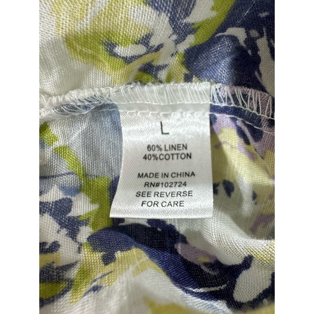 Harve Benard Womens‎ Linen Blend Top Size Large Watercolor Floral Button Up - Picture 4 of 9